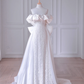 White gentle style one shoulder waist slim lace sexy bridal dress R6026