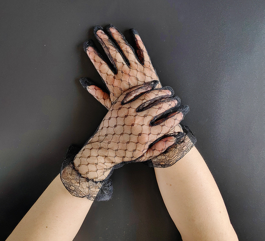 Short lace gloves sexy mesh retro elegant bride wedding photo performance dress     S6257