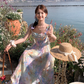 Long waist A-line suspender dress summer French retro temperament high-end skirt R4662