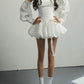 White one-shoulder pleated slim-fit puffy skirt homecoming dress R2577