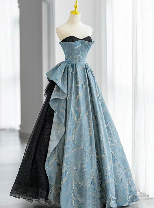 Tiered Printed Pattern Corset Prom Gown , Patchwork Women's Maxi Evening Dress Ball Gown RS2416