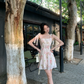 French sweet floral suspender skirt for women summer small fresh waist slimming short skirt R4336