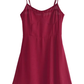 2025 summer new sexy petite wine red holiday short suspender dress R0916