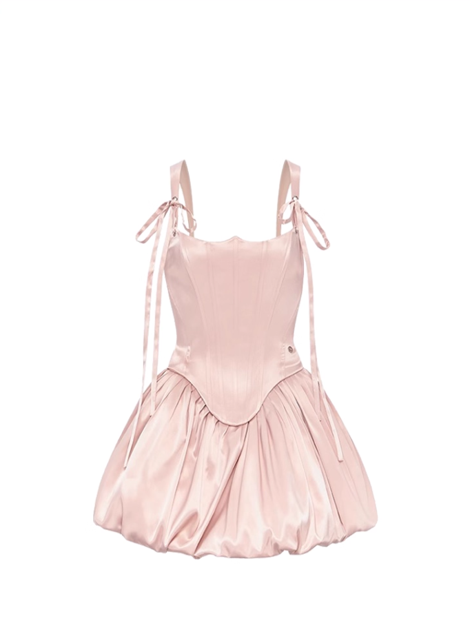 Sweet and beautiful dress for women with a sense of wealth and sling bubble skirt R3381