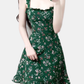 2025 Summer New Retro Green Floral Fungus Small A-line Suspender Dress R0926
