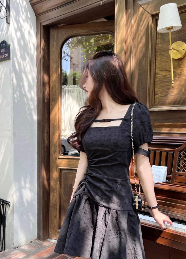 French slim black dress petite high-end waist short skirt for women summer R3826