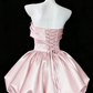 Silky Satin Strapless Women's Homecoming Dress Pink Corset Short Prom Dress Party Dress RS2755