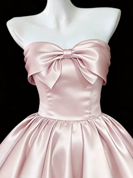 Silky Satin Strapless Women's Homecoming Dress Pink Corset Short Prom Dress Party Dress RS2755