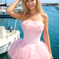 Sweet Tulle Hazy Women's Homecoming Dress Pink Corset Short Prom Dress Party Dress RS2637