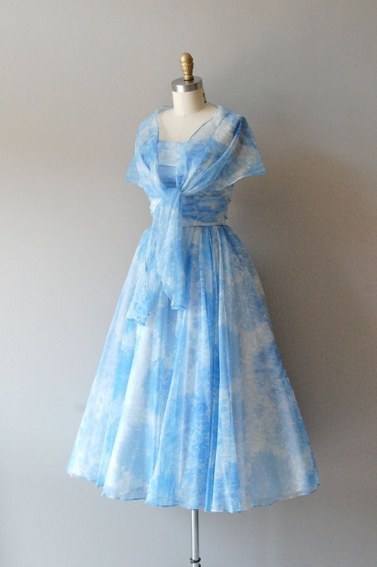Chiffon Flowy Dreamy Women's Homecoming Dress Blue Corset Short Prom Dress Summer Dress RS2452