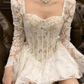 French heavy lace dress 2025 pure desire waist a-line puffy birthday dress R1246