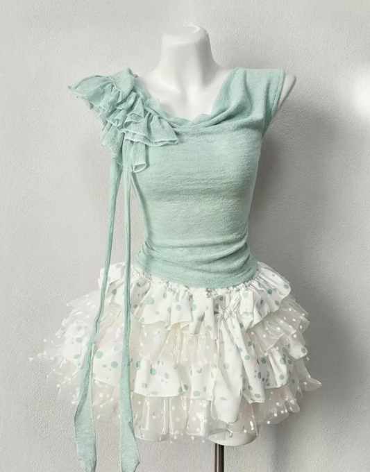Fresh Mint Green Homecoming Dress ,A-Line Portrait Pleated Corset Mini Summer Dress RS768