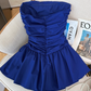 Pure desire tube top vest for women summer new style pleated design waist slimming short skirt R4029
