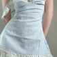 Light blue suspender waist A-line lace mini skirt homecoming dress R3316