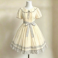 Cream Academy Style Homecoming Dress ,A-Line Jewel Frilled Hem Cute Mini Princess Dress RS777