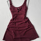 Dark-colored suspender waist sexy mini skirt homecoming dress R2724