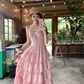 Pink long waist A-line suspender dress for women summer French temperament skirt R4862