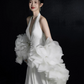 French Chic White Mermaid Halter V-neck Bodycon Maxi Wedding Dress RS759