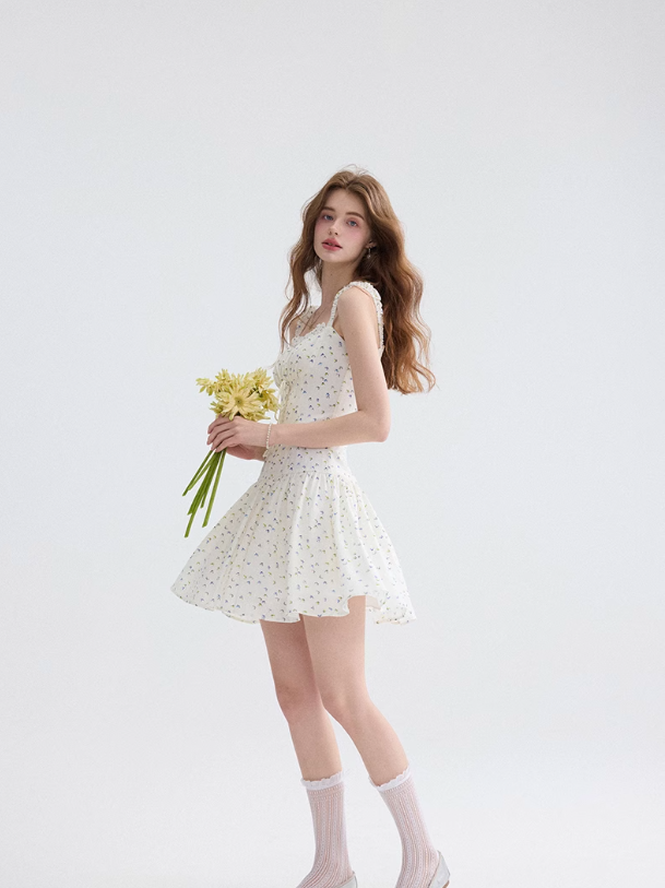 French floral suspender skirt pastoral style dress short skirt holiday style skirt R2800