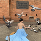 Beach dress suspenders backless dress temperament long skirt holiday style R1565