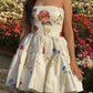 White tube top short skirt printed waist fresh puffy short skirt homecoming dress R3644