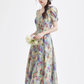Tea break French retro oil painting dress new beach dress holiday super fairy dress R2389