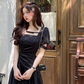 French slim black dress petite high-end waist short skirt for women summer R3826