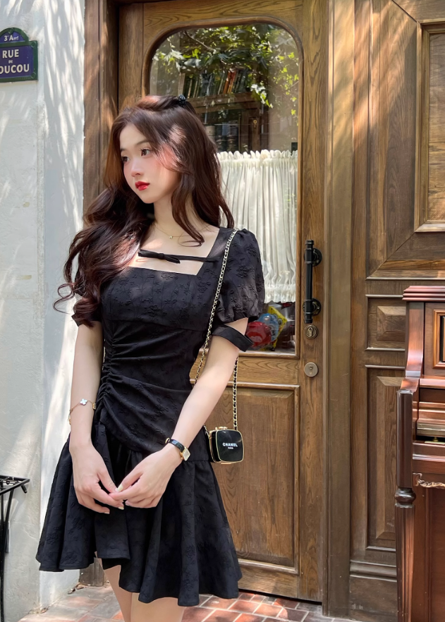 French slim black dress petite high-end waist short skirt for women summer R3826