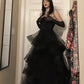 Black Prom Dress, Tulle Evening Dress     S2205