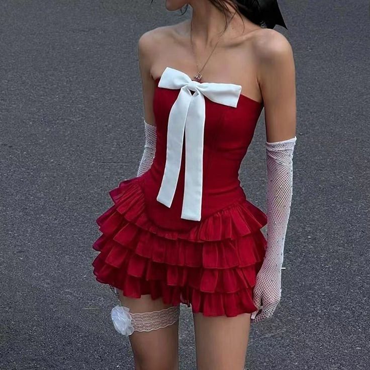 Red Short Party Dress, Birthday Outfits, Homecoming Dress    S6999