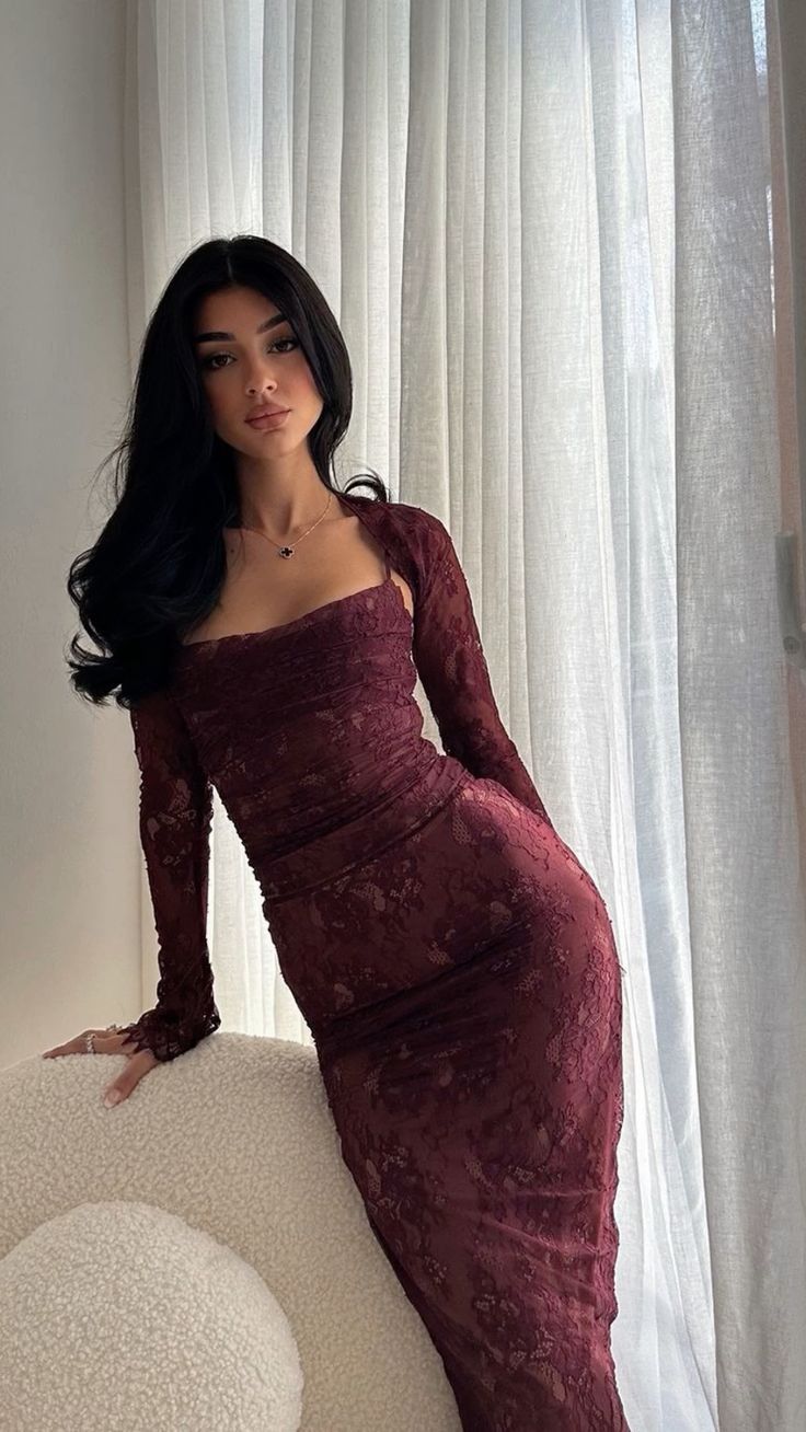 Lace Evening Dresses for Women Sexy Mermaid Long Sleeves Prom Gown     S6968