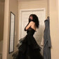 Black Prom Dress, Tulle Evening Dress     S2205