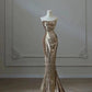 Golden formal dress Sexy Gold Mermaid Long Evening Dresses Prom Gown     S6954
