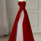 Black Strapless High-Slit Evening Gown        S7061