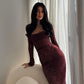 Lace Evening Dresses for Women Sexy Mermaid Long Sleeves Prom Gown     S6968