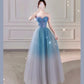 A Line Ombre Tulle Sequin Long Evening Gowns Party Prom Dresses   S6944