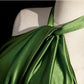 Modest Simple Green Split Front Evening Dresses A-Line Princess Prom Gown     S6949