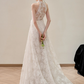 French Chic White A-Line Halter Lace Corset Maxi Wedding Dress RS761