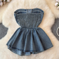 American style hottie tops for women Millennial style sexy slim fit denim tube tops for women R0365