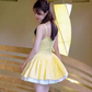 Yellow suspender dress 2025 pure desire waist lace a-line princess dress R1093