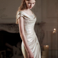 French Chic Light Ivory Prom Dress ,Mermaid Portrait Bodycon Maxi Evening Dress RS773