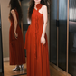 Casual Red Prom Dress ,A-Line One-shoulder Chiffon Maxi Summer Dress RS775