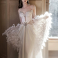 Gorgeous White Beading Mermaid Sweetheart Satin Corset Maxi Wedding Dress RS762