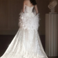 Gorgeous White Beading Mermaid Sweetheart Satin Corset Maxi Wedding Dress RS762