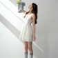 Tencel bow tie V-neck vest dress summer sweet playful midi dress R3332
