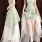 Mint Mambo Green Tube Top Suspender Dress 2025 New Holiday Style Irregular Temperament Long Dress R0243