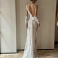 Elegant White Mermaid One-shoulder Lace Bodycon Maxi Wedding Dress RS764