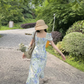 French fresh pastoral style temperament slim print fairy atmosphere floral ruffle dress R1430