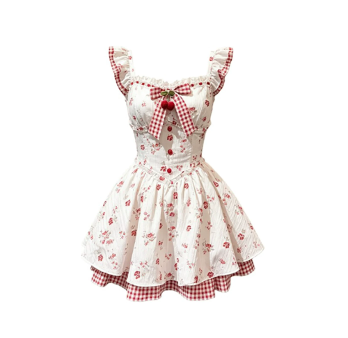 Cute Floral Homecoming Dress ,A-Line Square Plaid Hem Corset Mini Princess Dress RS778