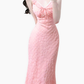 2025 Summer New French Pink Gentle Style Mermaid Princess Plaid Dress R0966